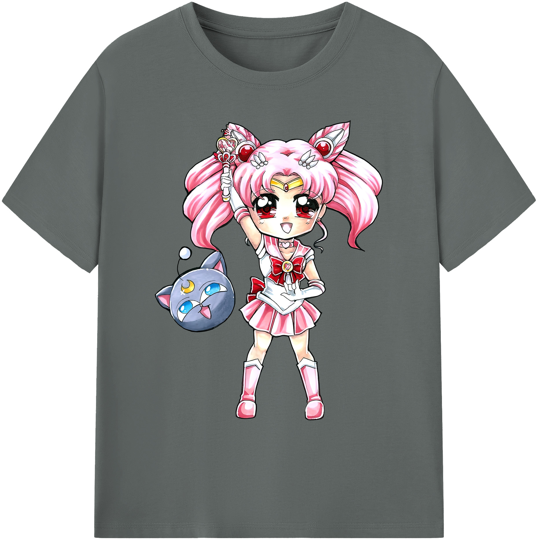 （画像用） 美少女戦士セーラームーン ちびうさ Sailor Moon Chibiusa Tsukino Usagi Small Lady Serenity 綿100％ メンズ半袖Tシャツ｜肌触りやわらか＆通気性